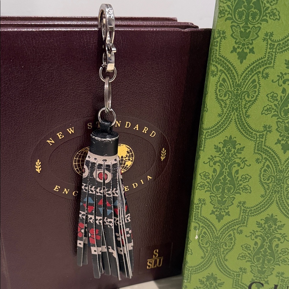 Brighton Black Tassel Keychain with Red and Cream Accents - Picture 3 of 7
